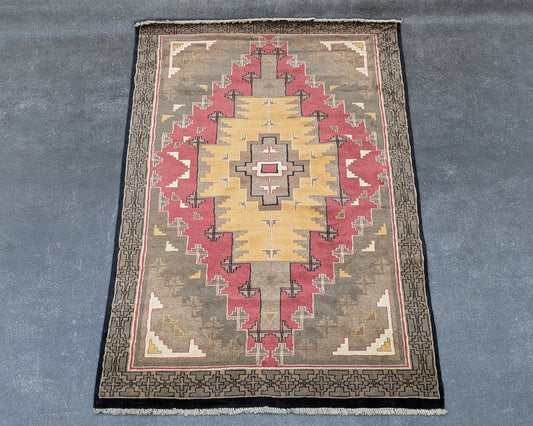 Two Grey Hills Hand-Knotted Wool Carpet Rug NC-120-24