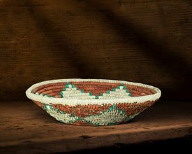 Tribal Cipher Brown Bowl Basket 8-inch