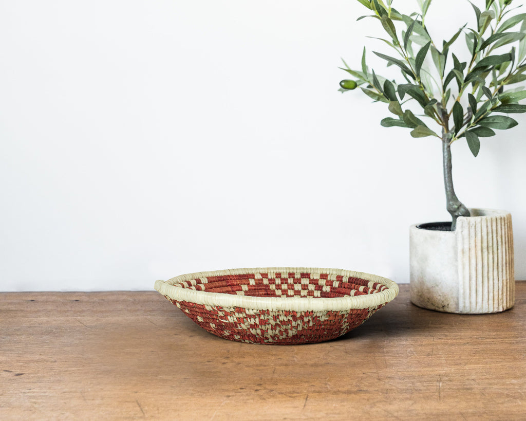 Stepped Pattern Brown Bowl Basket 8-inch LBW-461-7