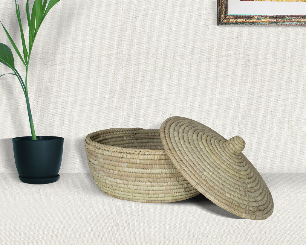 Yucca Lidded Basket - Handwoven Storage