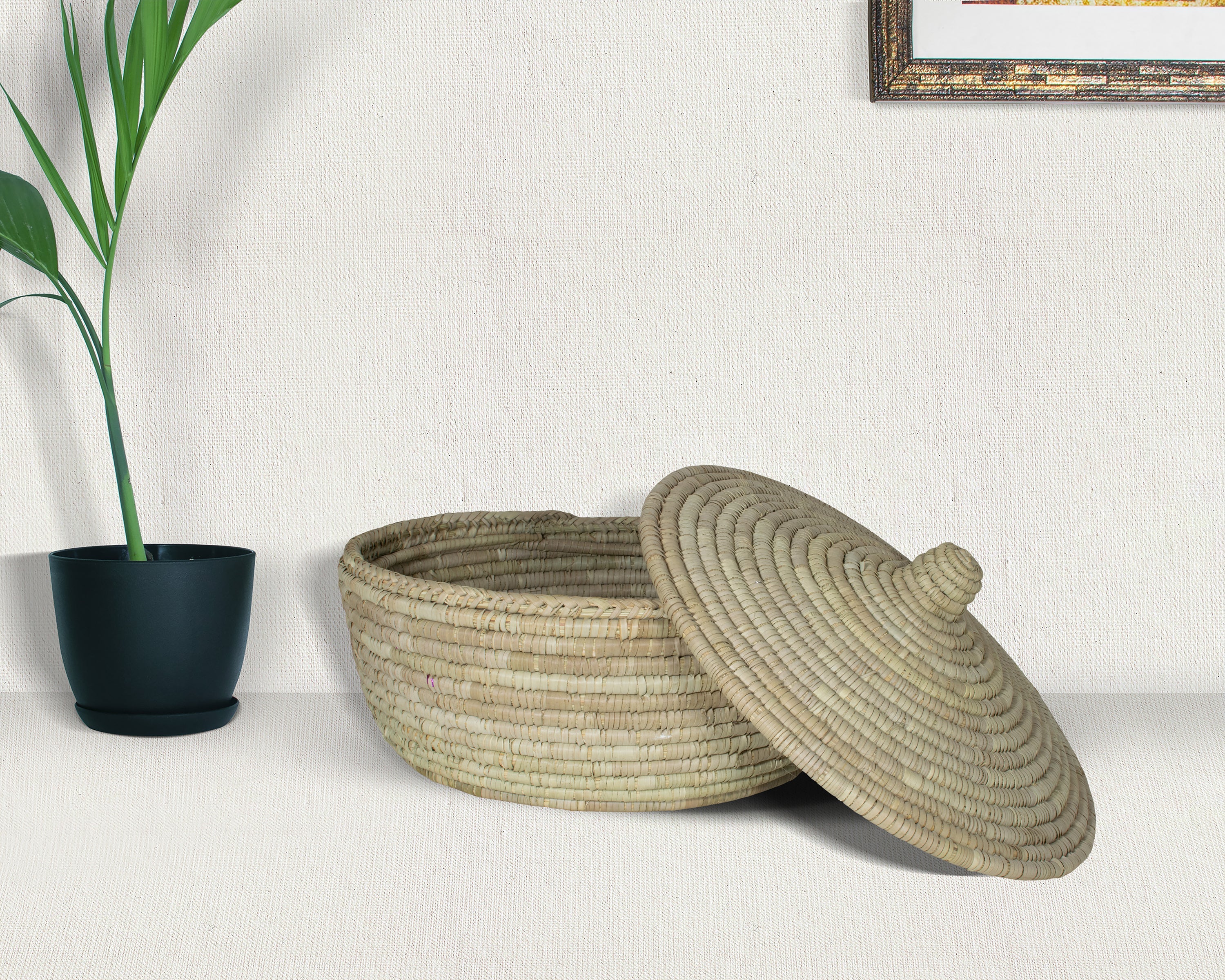 Yucca Lidded Basket - Handwoven Storage