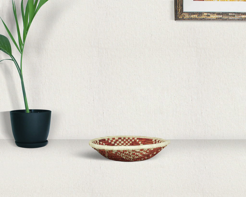 Stepped Pattern Brown Bowl Basket 8-inch LBW-461-7