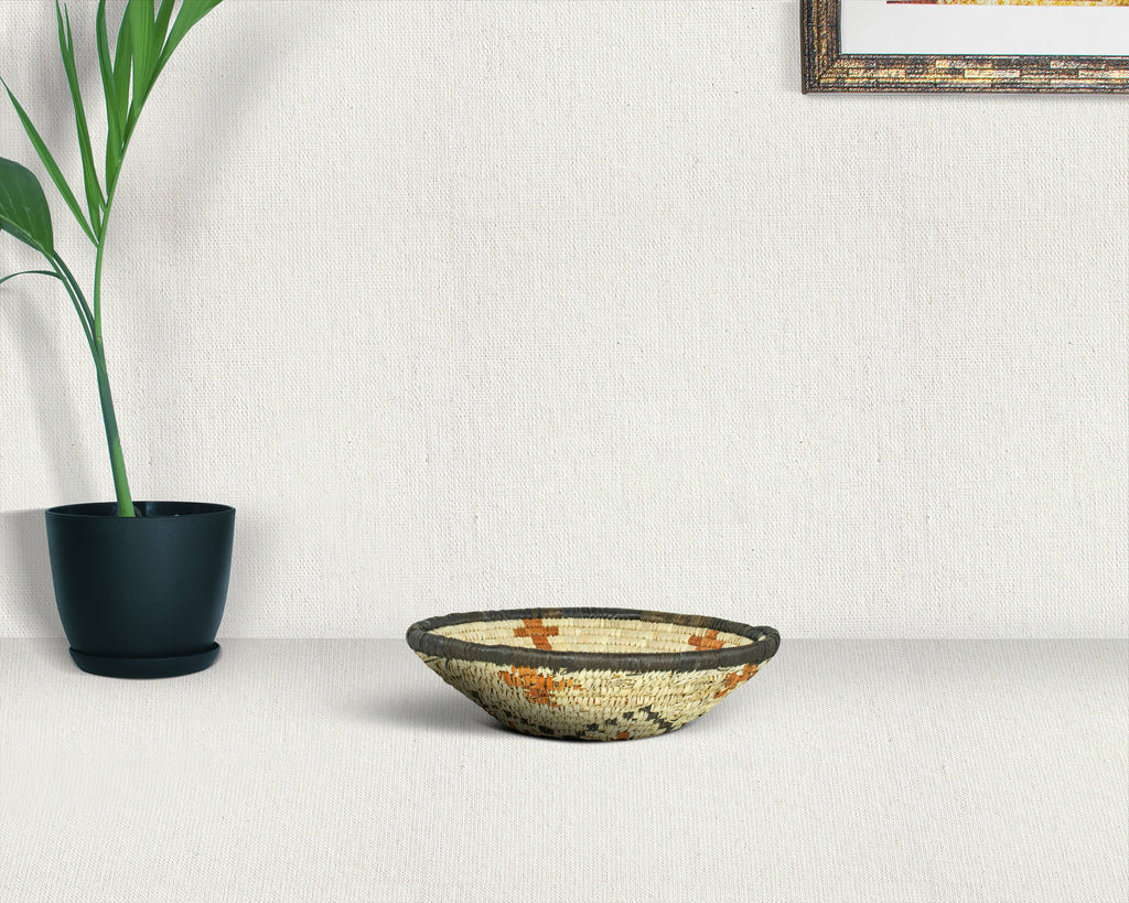Aztec Glyph Natural Bowl Basket 8-inch LBW-458-7