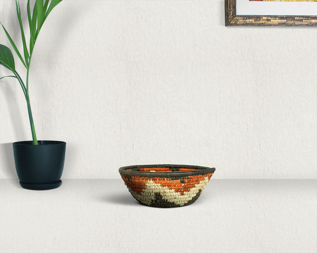 Asterisk Coiled Black Bowl Basket 8-inch LBW-437-7 B