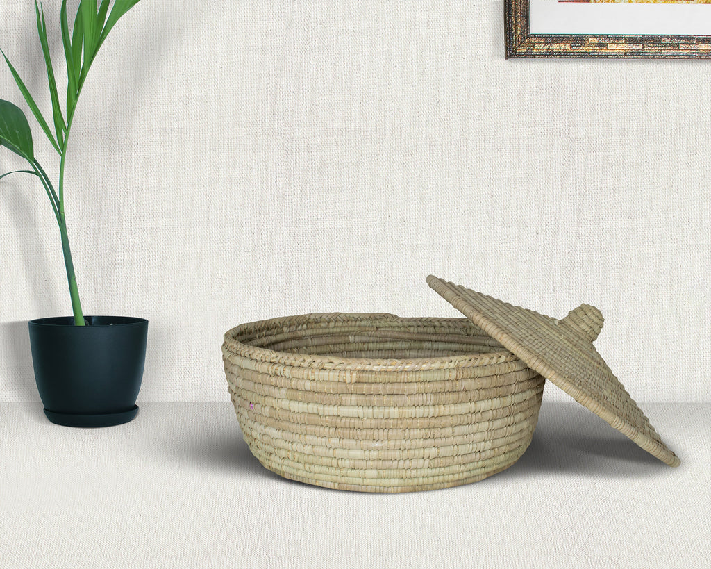 Yucca Lidded Basket - Handwoven Storage