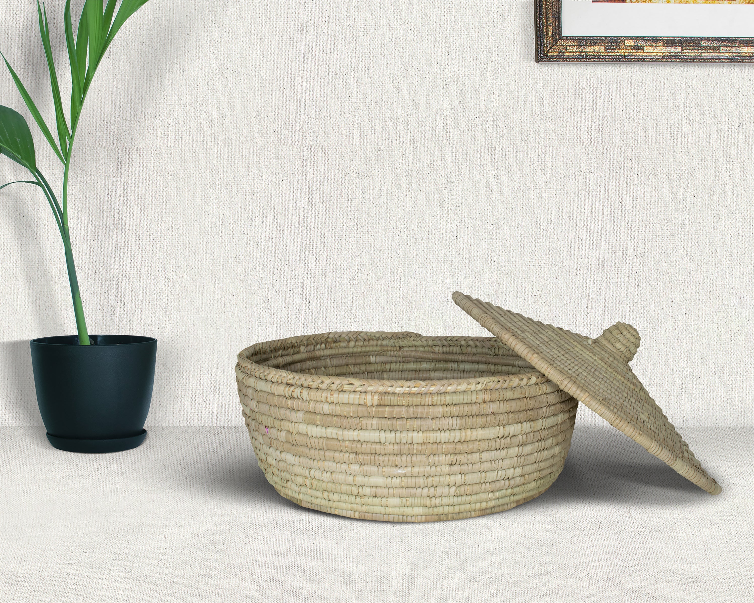 Yucca Lidded Basket - Handwoven Storage
